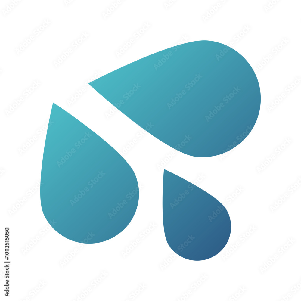 Sweat droplets emoji icon. Trendy colors, popular element representing exertion or anxiety, commonly used in social media. Emoticon, isolated element.