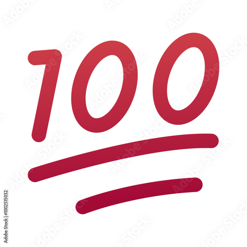 Hundred points emoji icon. Trendy colors, popular element symbolizing perfection or a strong approval, frequently used in social media. Emoticon, isolated element.