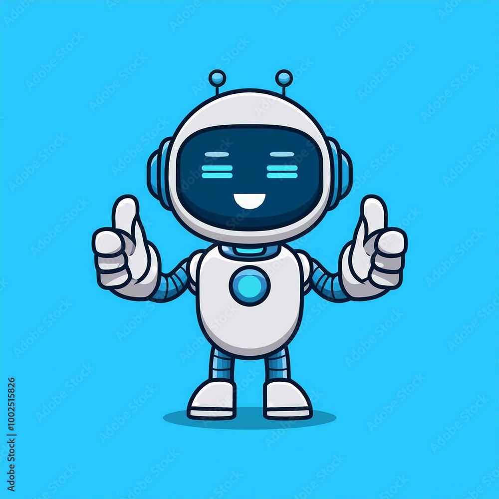 robot humanoid thumbs up mascot Cartoon Vector robot humanoid thumbs up mascot Cartoon Vector