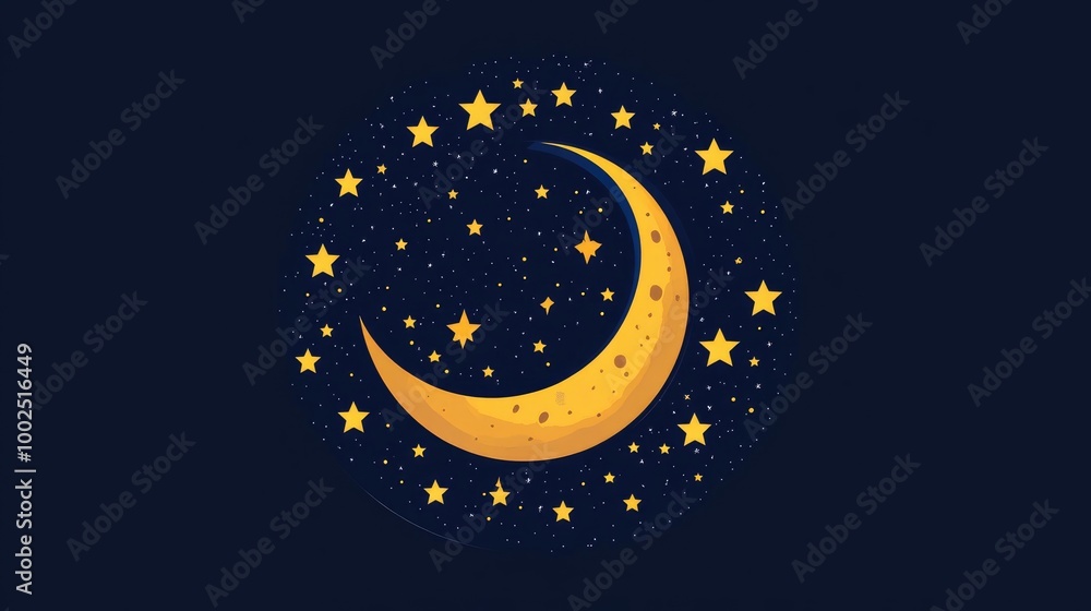 Naklejka premium Stars Night Dotted Line Icon 2D Cartoon Illustration Logo Template Versatile for Various Applications
