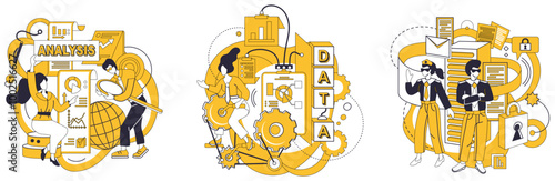 Big data vector illustration. Big data, silent behemoth, shapes landscape digital age Database, repository knowledge, empowers journey big data Data processing, alchemy information, transforms raw