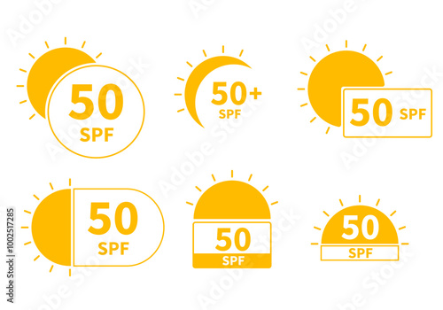 SPF protection logo icons collection