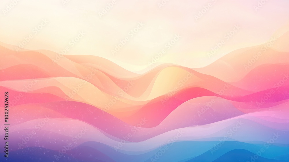 Soft blurred background featuring a gradient of pastel colors Abstract colorful geometric design in a 2D cartoon style