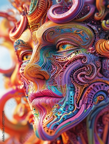 Wallpaper Mural Vibrant 3D illustration of a demiurge s intricate and colorful visage Torontodigital.ca
