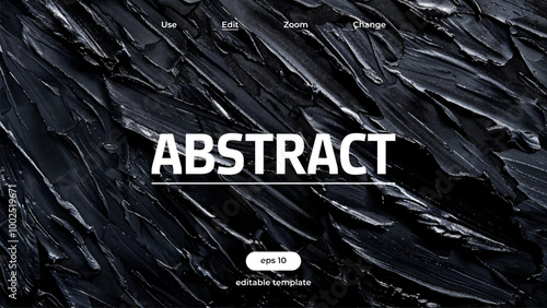 Abstract Black Oil Paint Drawn With A Palette Knife Oil Painting On Canvas Featuring Bold, Textured Brushstrokes Of Black Oil Paint Creating A Dramatic Modern Abstract Composition