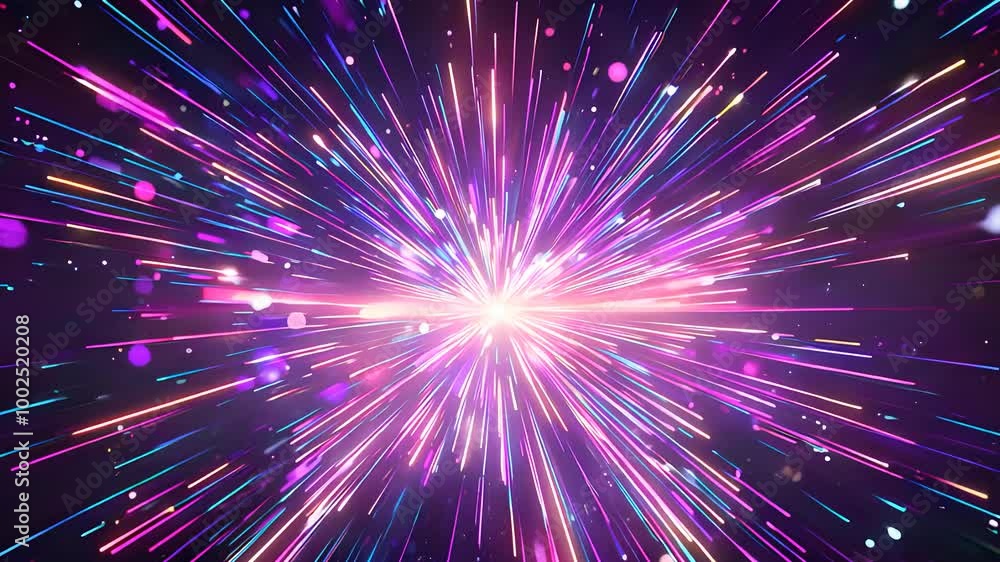Bright Energy Burst with Colorful Streaks of Light in Dynamic Motion
Bright Energy Burst with Colorful Streaks of Light in Dynamic Motion
