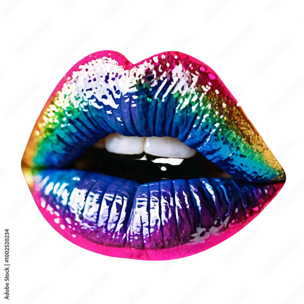 Vibrant Colorful Rainbow Lips - Rainbow Lips with Glitter and White Teeth - High Resolution Transparent PNG Vibrant Colorful Rainbow Lips - Rainbow Lips with Glitter and White Teeth - High Resolution Transparent PNG