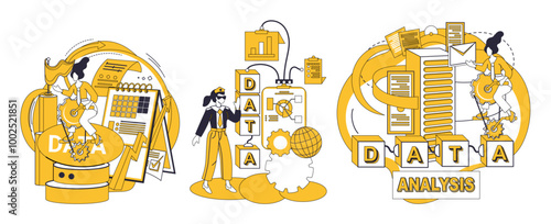 Big data vector illustration. Big data, silent conductor, orchestrates symphony digital insights Database, repository knowledge, cradles essence big data narratives Data processing, alchemy