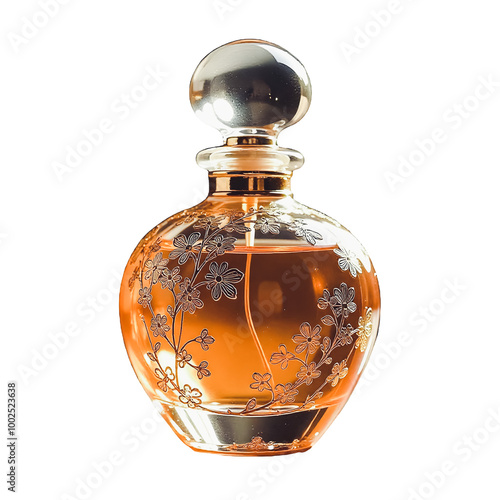 Precious perfume bottle isolated on Transparent background 