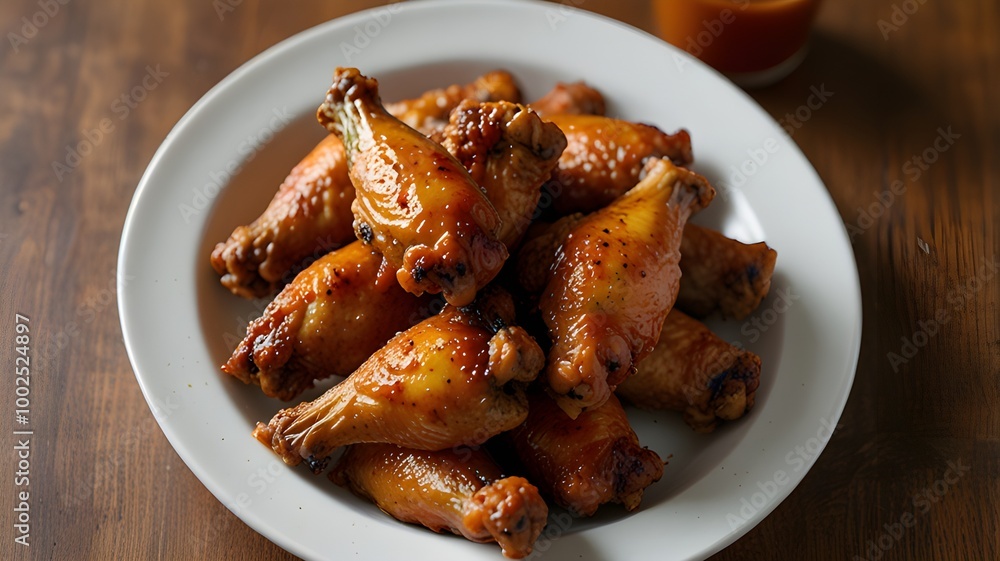 A plate of spicy chicken wings A plate of spicy chicken wings