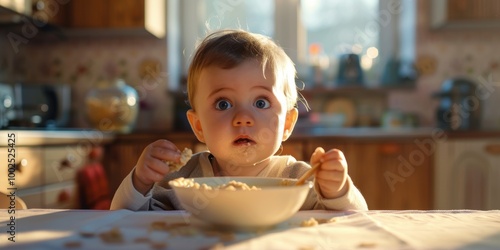 Adorable Baby Enjoying Meal