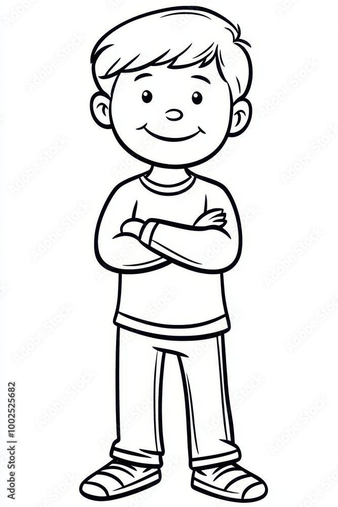 a boy with his arms crossed coloring page a boy with his arms crossed coloring page