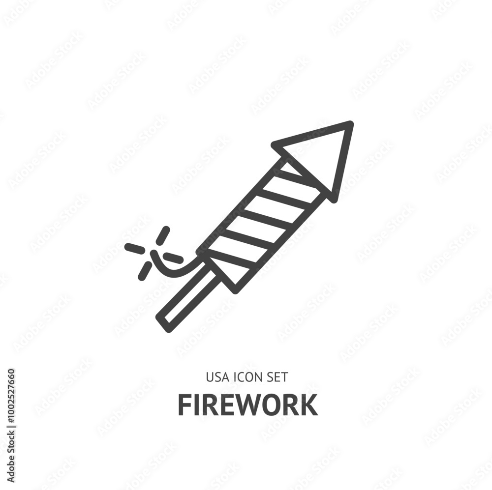 Firework Usa Black Thin Line Icon American Symbol Concept. Vector illustration of Summer Independence Holiday Party Firework Usa Black Thin Line Icon American Symbol Concept. Vector illustration of Summer Independence Holiday Party