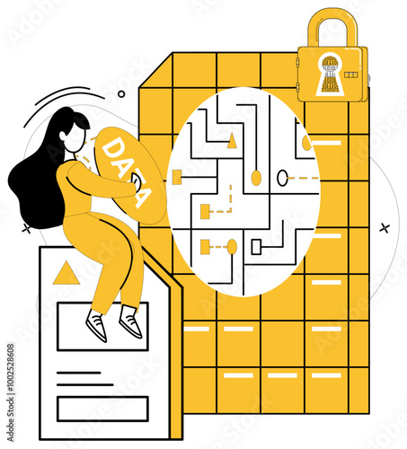 Data security vector illustration. Data protection is insurance policy against uncertainties cyberspace The concept data security is embedded in foundation technology Business success relies on solid photo