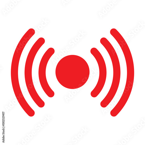 A red Wi-Fi signal icon symbolizing live streaming, broadcasting, and online content. This simple, modern logo is perfect for websites, social media, UI, media players, and more.