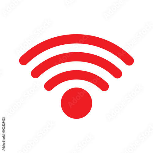 Red Wi-Fi network signal icon symbolizing live streaming, broadcasting, and online content. This simple, modern logo is perfect for websites, social media, UI, media players, and more.