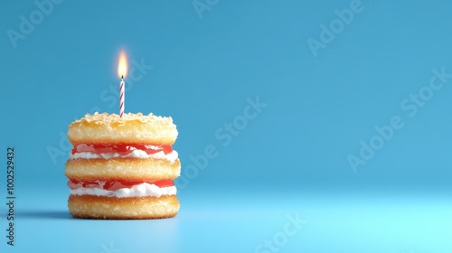a cake with a single candle on top
