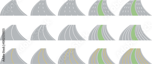 色々な車線の道路のイラスト