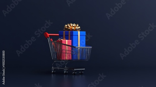 a shopping cart with presents in it photo