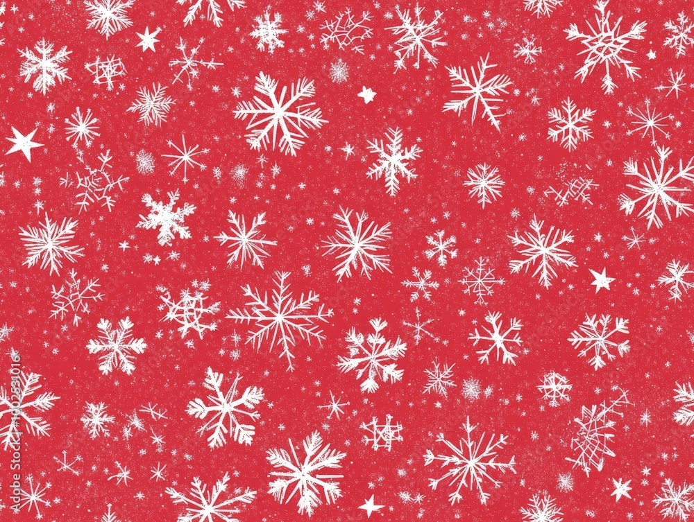 A red background with white snowflakes scattered all over it A red background with white snowflakes scattered all over it