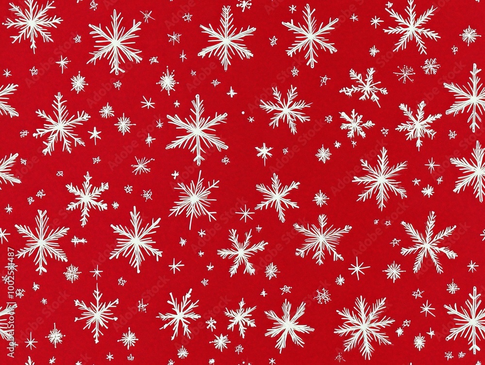 A red background with white snowflakes scattered all over it A red background with white snowflakes scattered all over it