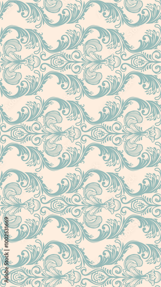 A decorative pattern featuring swirling motifs in soft mint green against a light background. A decorative pattern featuring swirling motifs in soft mint green against a light background.