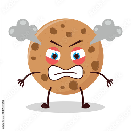 Cute furious expression of cookies cartoon character