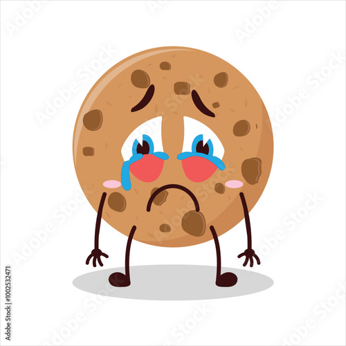 Cute cry expression of cookies cartoon character