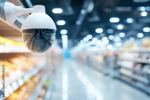 a security camera in a supermarket aisle