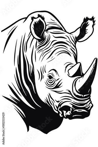 Rhinoceros logo icon black and white vector illustration template