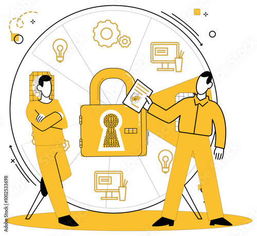 Data security vector illustration. Safeguarding information is not just duty its commitment to privacy Careful data protection is key to secure and trustworthy environment In realm technology data