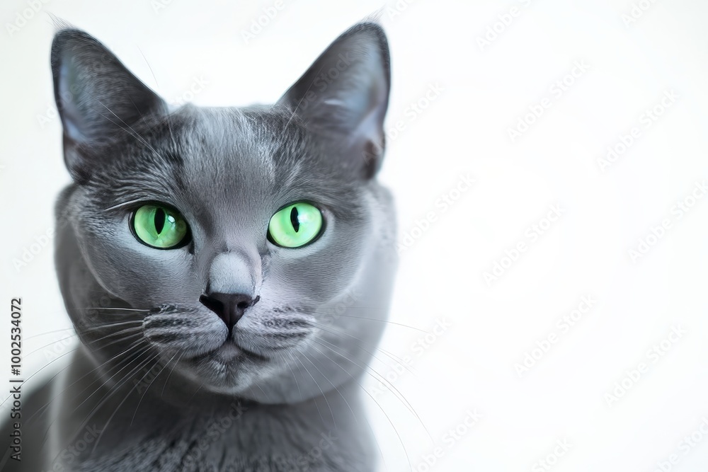 A cat with green eyes is staring at the camera A cat with green eyes is staring at the camera