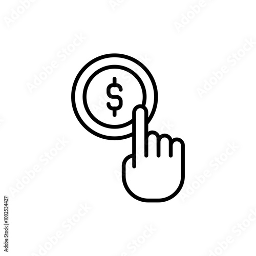 Click monetization outline icons, minimalist vector illustration ,simple transparent graphic element .Isolated on white background