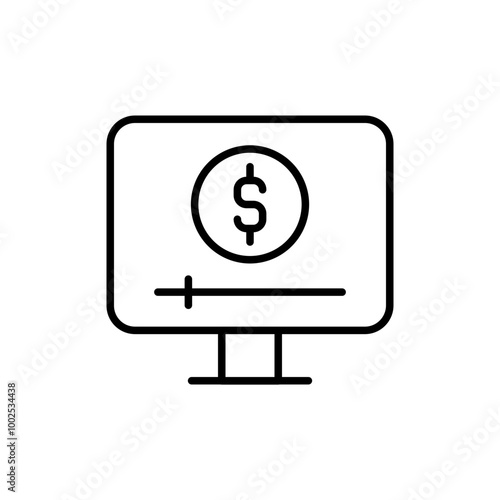 Video monetization outline icons, minimalist vector illustration ,simple transparent graphic element .Isolated on white background