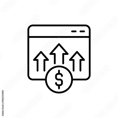 Online monetization outline icons, minimalist vector illustration ,simple transparent graphic element .Isolated on white background