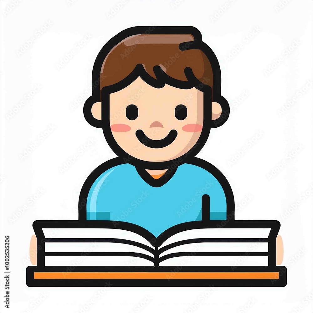 School boy taking book from underneath in classroom vector School boy taking book from underneath in classroom vector