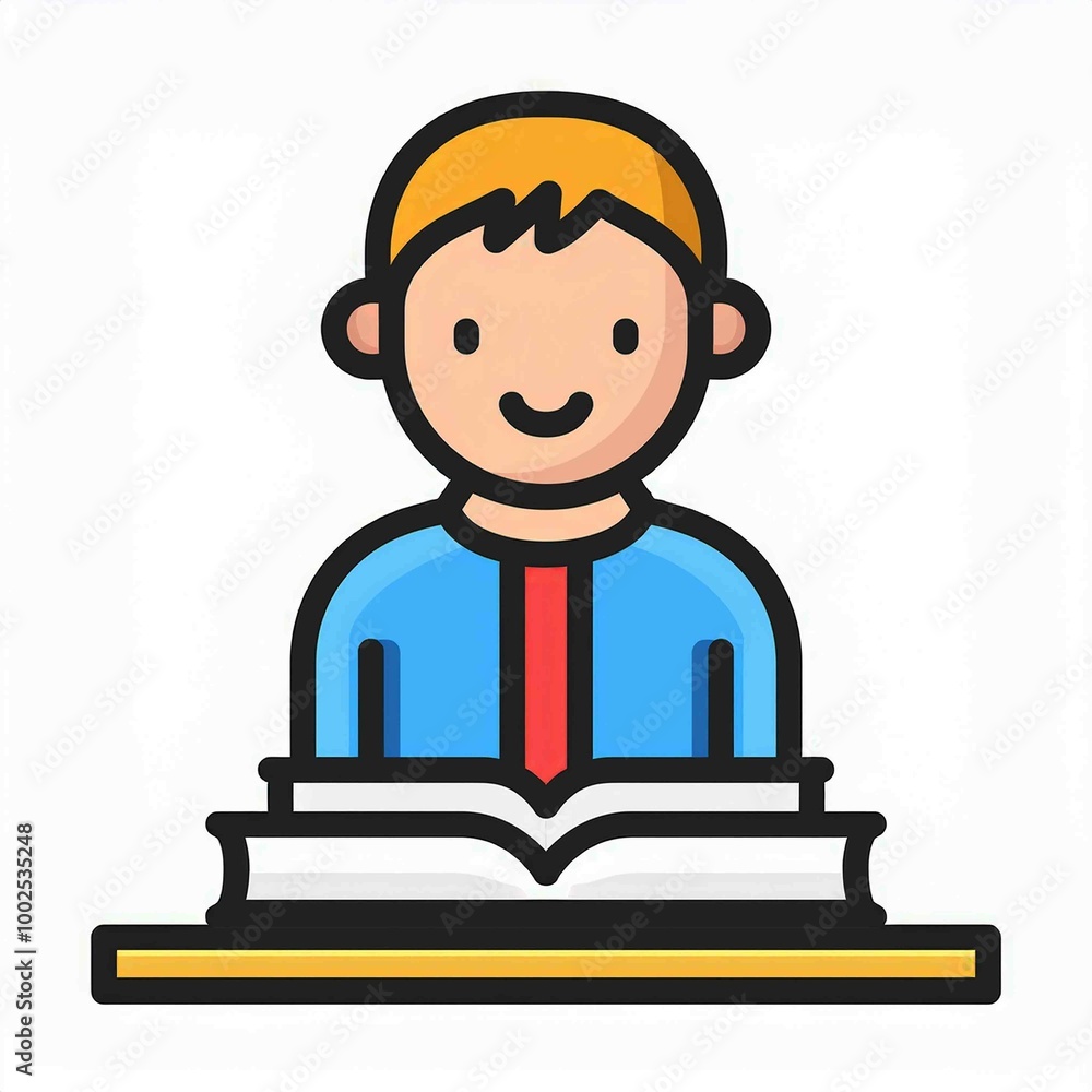 School boy taking book from underneath in classroom vector School boy taking book from underneath in classroom vector