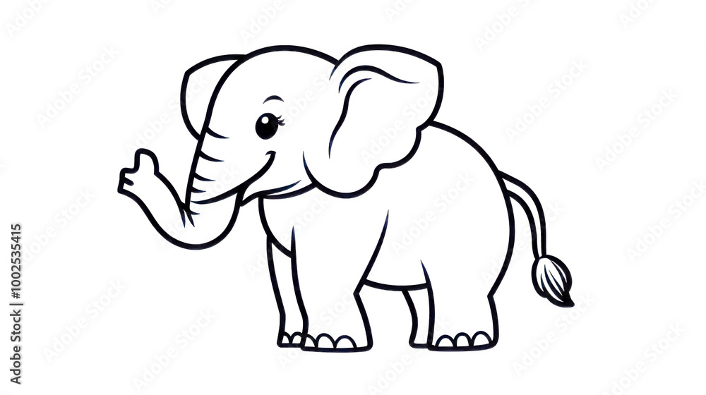 Happy cartoon elephant waving its trunk Happy cartoon elephant waving its trunk