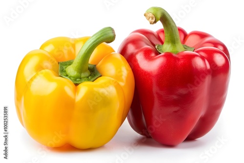 sweet pepper, red, yellow paprika, isolated on white background, clipping path, full depth of field