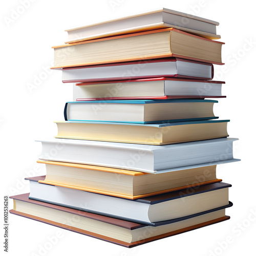 Stack of books isolated on a transparent background