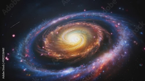 A Colorful Spiral Galaxy in Deep Space photo