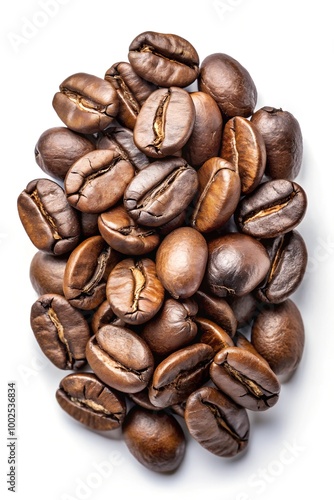 coffee beans isolated on white background, clipping path, full depth of field