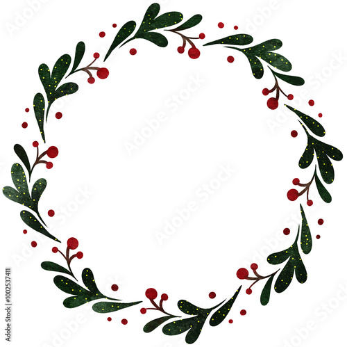 Watercolour wreaths. Christmas watercolour frames.