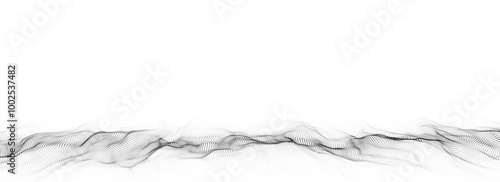 Abstract technology wave of particles. Big data visualization. Background with motion dots. Artificial intelligence. 3d rendering.