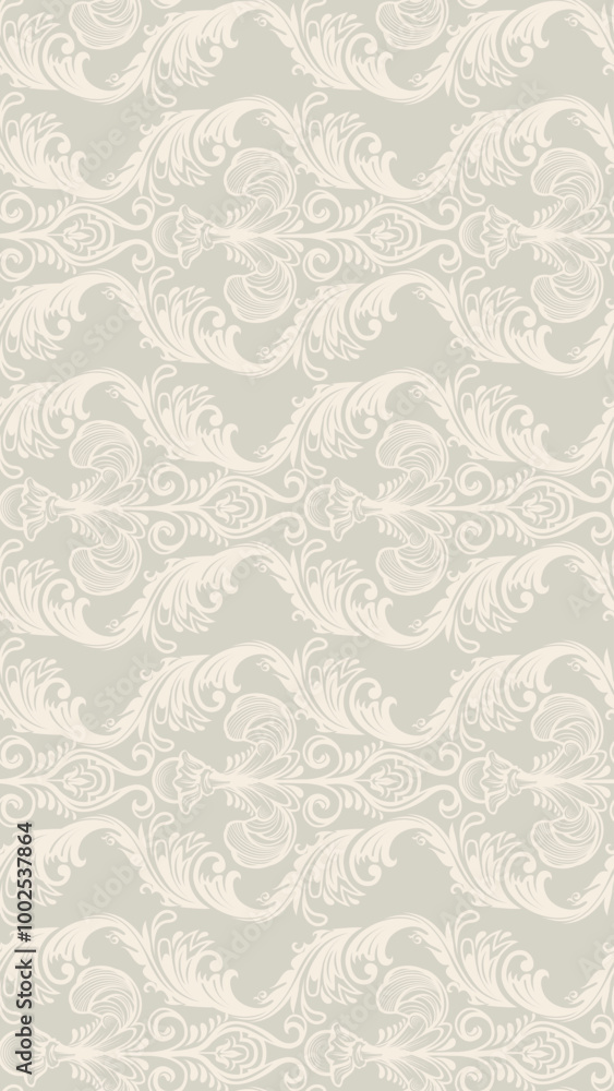 A decorative pattern featuring intricate floral and wave designs in soft beige and cream tones. A decorative pattern featuring intricate floral and wave designs in soft beige and cream tones.