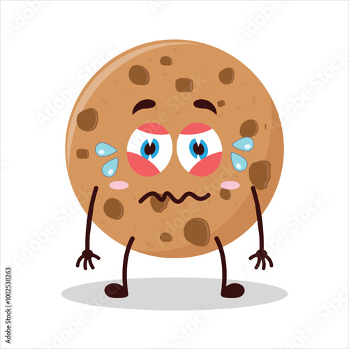 Cute upset expression of cookies cartoon character