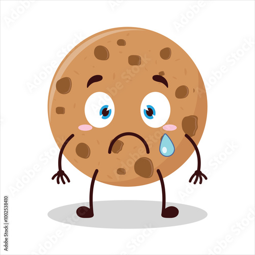 Cute nervous expression of cookies cartoon character