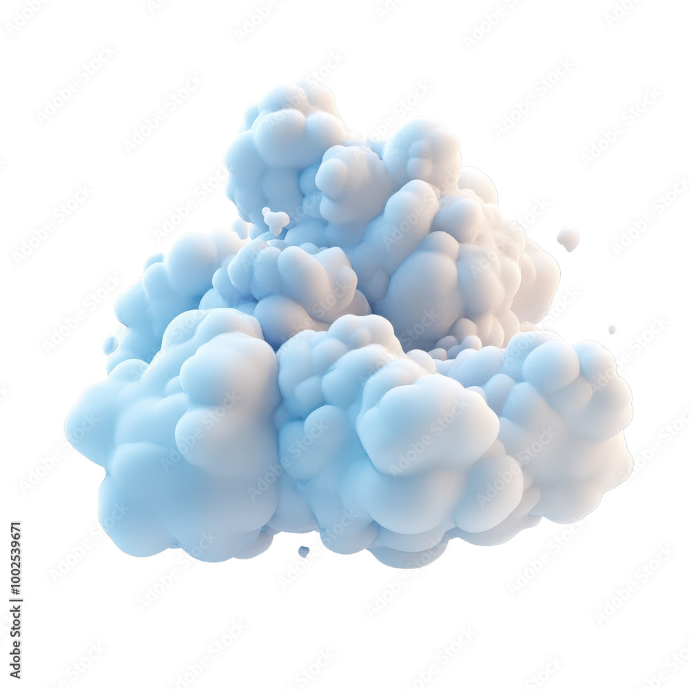 A fluffy, pastel blue cloud formation, perfect for backgrounds and dreamy aesthetics in design projects., isolated on a transparent background. A fluffy, pastel blue cloud formation, perfect for backgrounds and dreamy aesthetics in design projects., isolated on a transparent background.