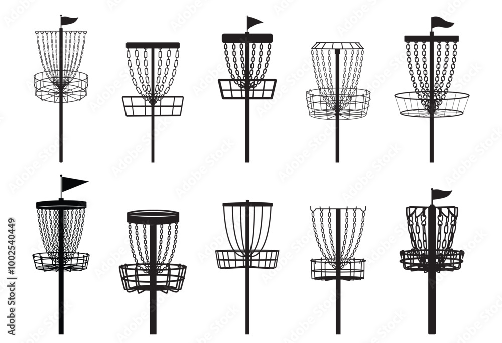 Disc golf basket silhouette vector