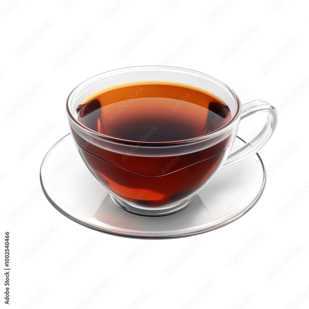 A steaming cup of black tea on a white saucer, perfect for relaxation and enjoyment in any moment., isolated on a transparent background. A steaming cup of black tea on a white saucer, perfect for relaxation and enjoyment in any moment., isolated on a transparent background.